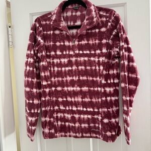 Eddie Bauer: Burgundy and White Quarter-Zip Fleece Pullover